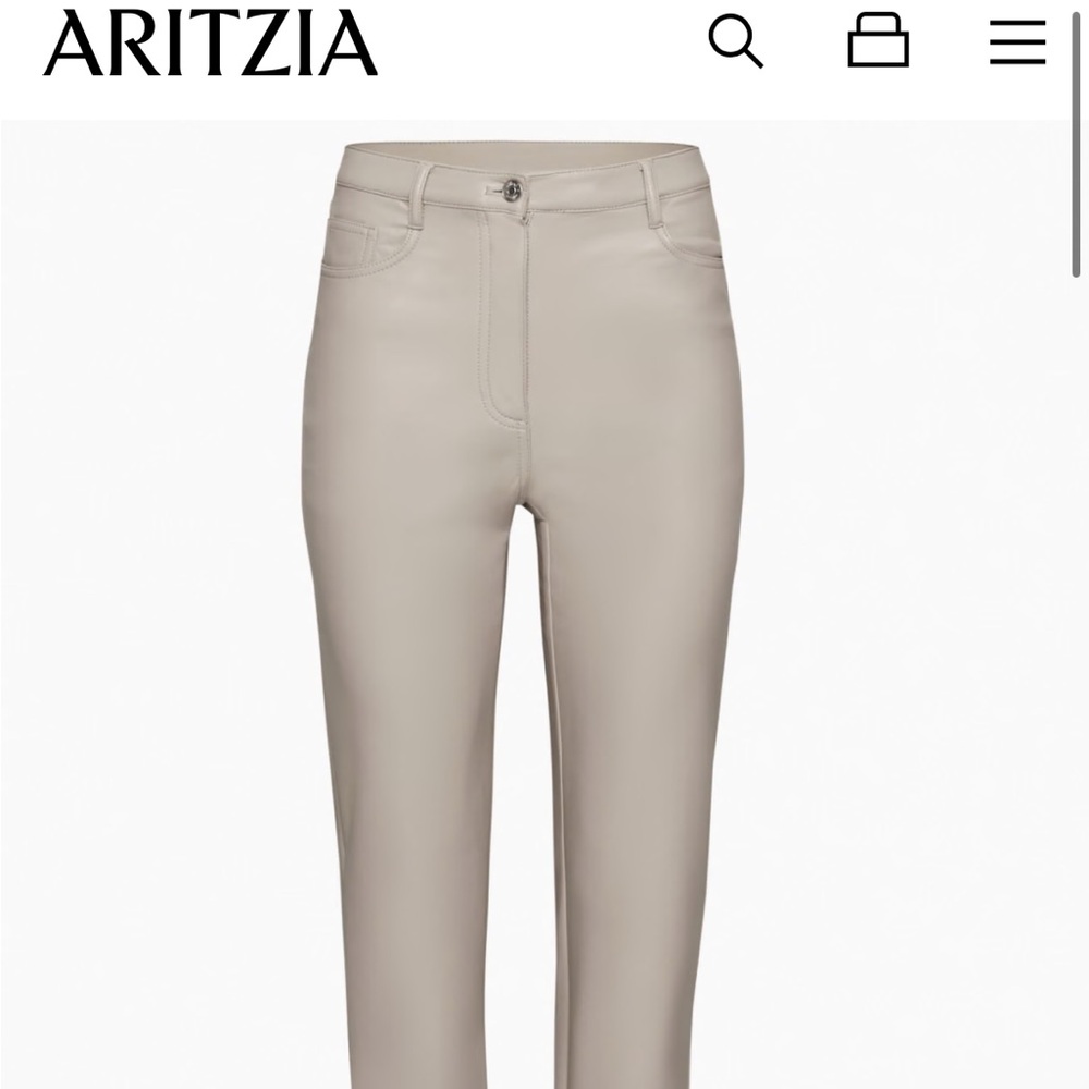 Aritzia Wilfred The Melina Pant Vegan Leather Light Taupe size 6
